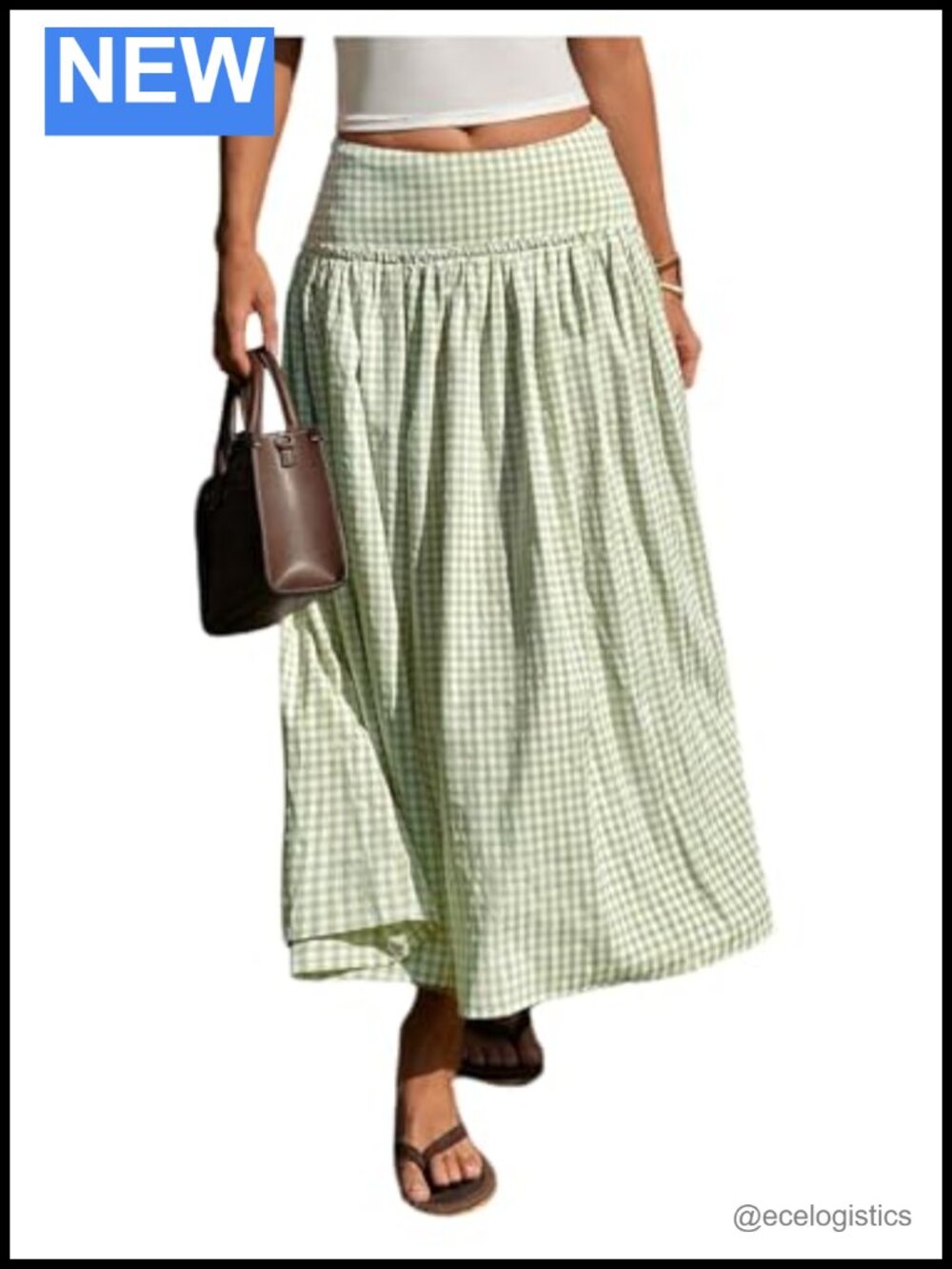 Plaid Gingham High Waist Maxi Skirt Flowy Long Tartan Skirt Women